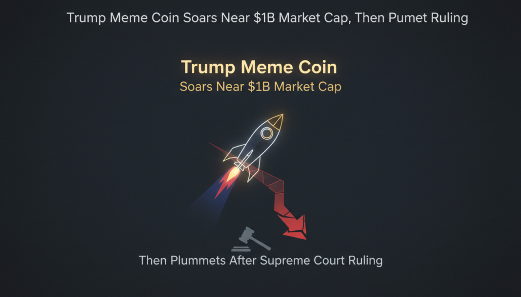 Trump Meme Coin Soars Near $1B Market Cap, Then Plummets After Supreme Court Ruling