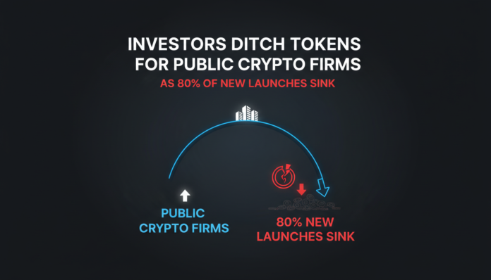 Investors Ditch Tokens for Public Crypto Firms as 80% of New Launches Sink