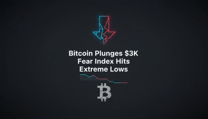 Bitcoin Plunges $3K, Fear Index Hits Extreme Lows