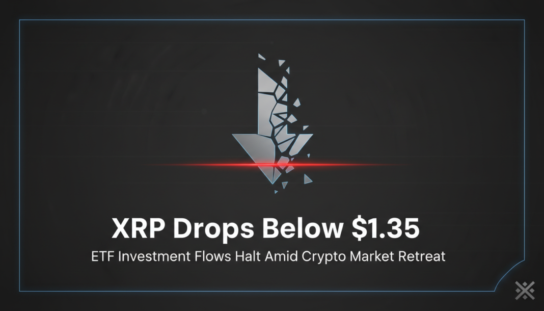 XRP Drops Below $1.35 as ETF Investment Flows Halt Amid Crypto Market Retreat