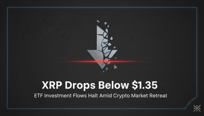 XRP Drops Below $1.35 as ETF Investment Flows Halt Amid Crypto Market Retreat