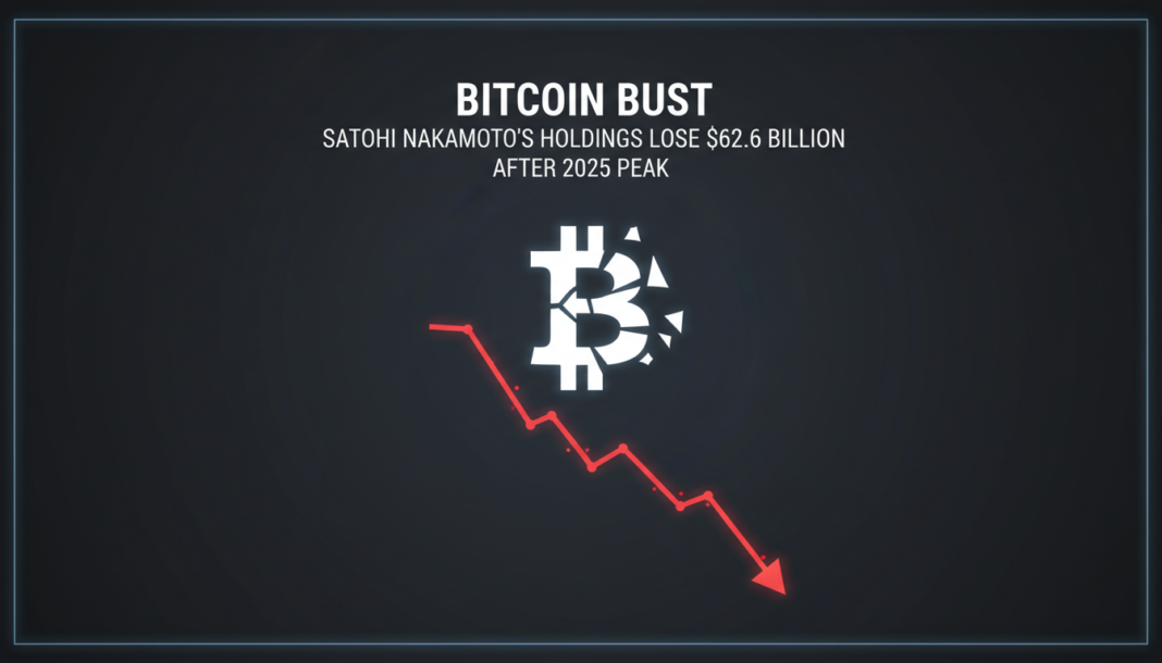 Bitcoin Bust: Satoshi Nakamoto's Holdings Lose $62.6 Billion After 2025 Peak