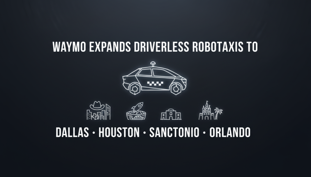 Waymo Expands Driverless Robotaxis to Dallas, Houston, San Antonio, Orlando
