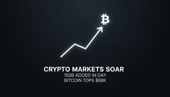 Crypto Markets Soar: $150B Added in Day as Bitcoin Tops $68K