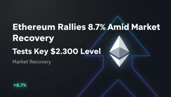 Ethereum Rallies 8.7% Amid Market Recovery, Tests Key $2,300 Level