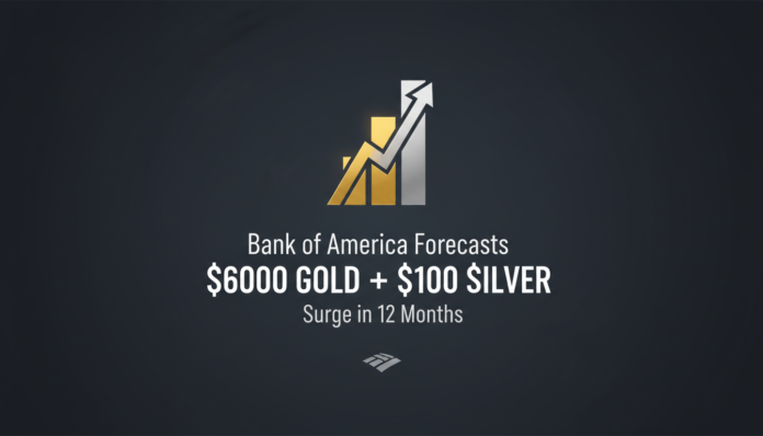 Bank of America Forecasts $6000 Gold, $100 Silver Surge in 12 Months