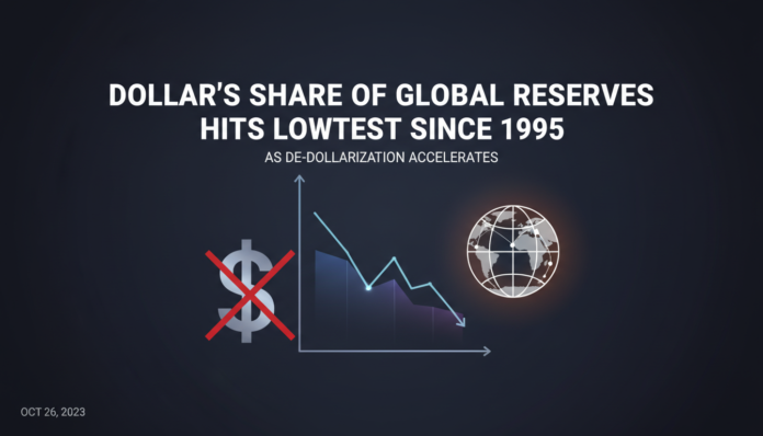 Dollar's Share of Global Reserves Hits Lowest Since 1995 as De-Dollarization Accelerates