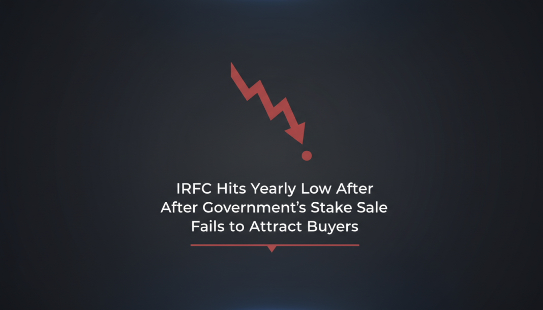 IRFC Hits Yearly Low After Government’s Stake Sale Fails to Attract Buyers