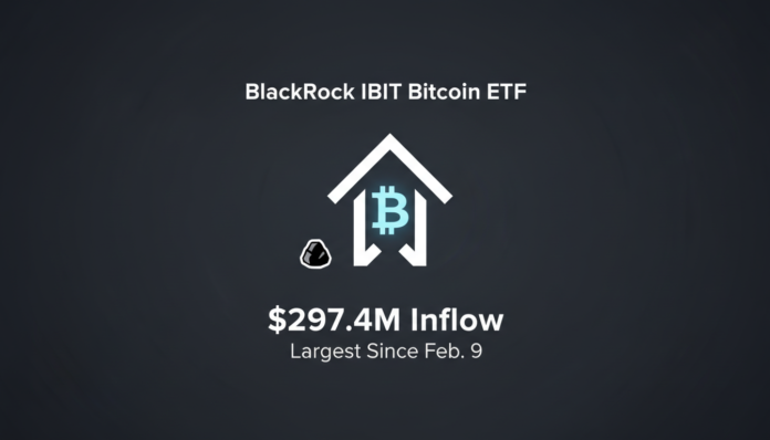 BlackRock IBIT Bitcoin ETF Sees $297.4M Inflow, Largest Since Feb. 9