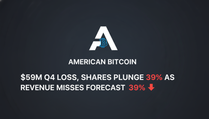American Bitcoin posts $59M Q4 loss, shares plunge 39% as revenue misses forecast