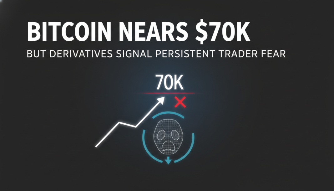Bitcoin nears $70K but derivatives signal persistent trader fear