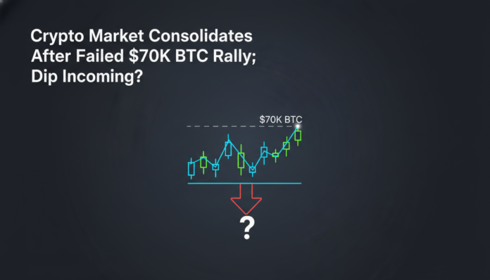 Crypto Market Consolidates After Failed $70K BTC Rally; Dip Incoming?