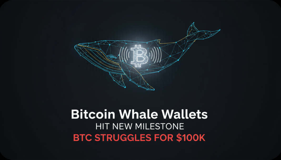 Bitcoin Whale Wallets Hit New Milestone as BTC Struggles for $100K