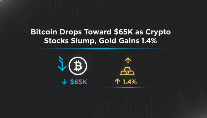 Bitcoin Drops Toward $65K as Crypto Stocks Slump, Gold Gains 1.4%