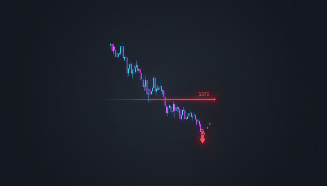 BNB Tests $570 Support as Bearish Pattern Warns of Further Losses