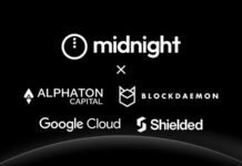 Blockdaemon and Shielded Technologies to operate critical ZK infrastructure for Midnight as demand for privacy-enhancing infrastructure reaches tipping point Midnight foundation, AlphaTon Capital, BlockDaemon, Google Cloud, Shielded Techonologies Logos on Black Background