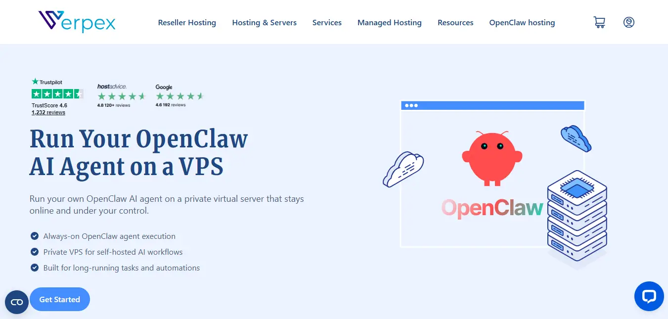 Screenshot from Verpex OpenClaw Hosting