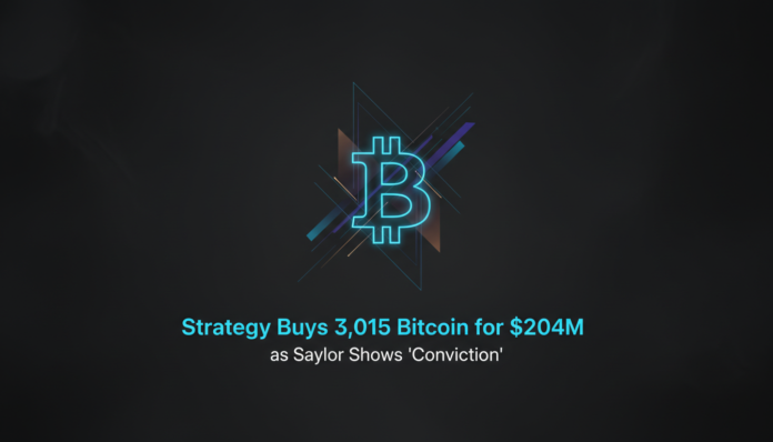 Strategy Buys 3,015 Bitcoin for $204M as Saylor Shows 