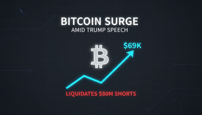 Bitcoin Surge to $69k Liquidates Over $80M in Shorts Amid Trump Speech