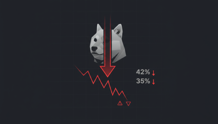 Dogecoin Plummets 42%, Faces 35% Crash Risk as Bearish Pattern Forms