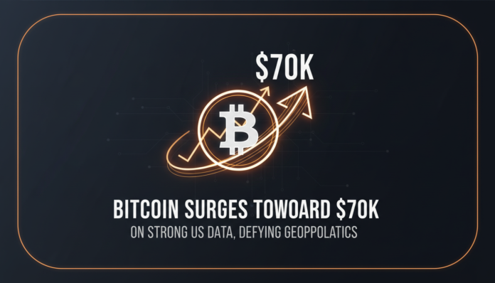 Bitcoin Surges Toward $70K on Strong US Data, Defying Geopolitics