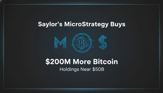 Saylor's MicroStrategy Buys $200M More Bitcoin, Holdings Near $50B