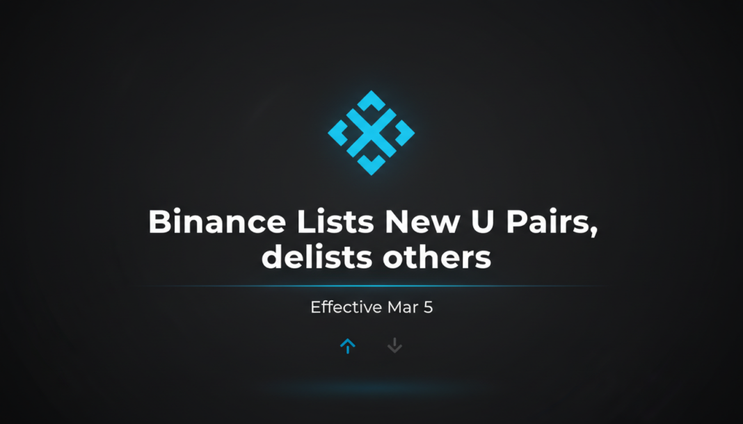 Binance Lists New U Pairs, delists others effective Mar 5