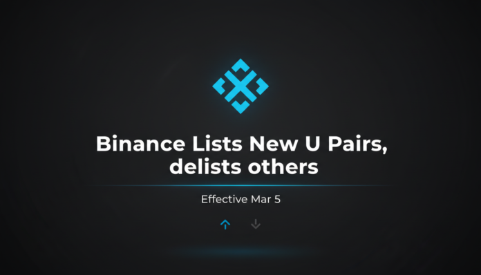 Binance Lists New U Pairs, delists others effective Mar 5