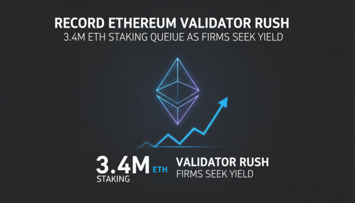 Record Ethereum Validator Rush: 3.4M ETH Staking Queue as Firms Seek Yield