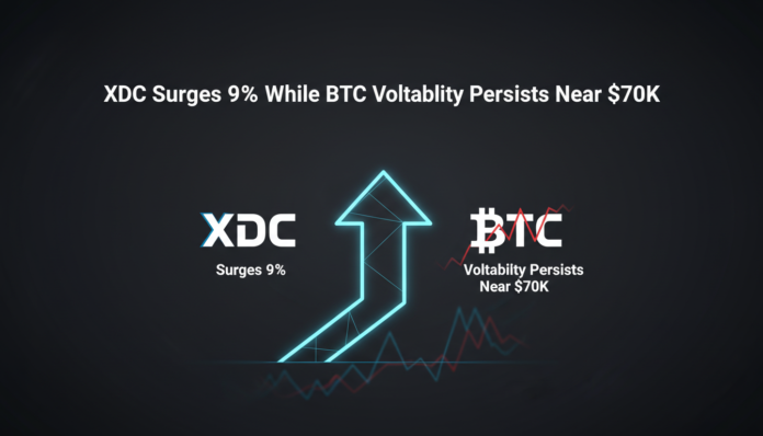 XDC Surges 9% While BTC Volatility Persists Near $70K