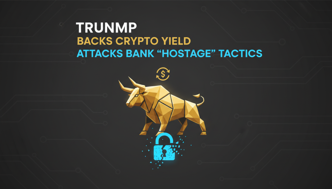 Trump Backs Crypto Yield, Attacks Bank 