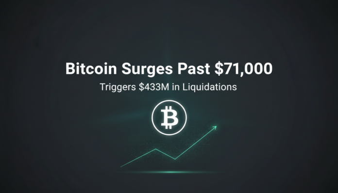 Bitcoin Surges Past $71,000, Triggers $433M in Liquidations