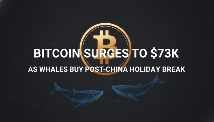 Bitcoin Surges to $73K as Whales Buy Post-China Holiday Break