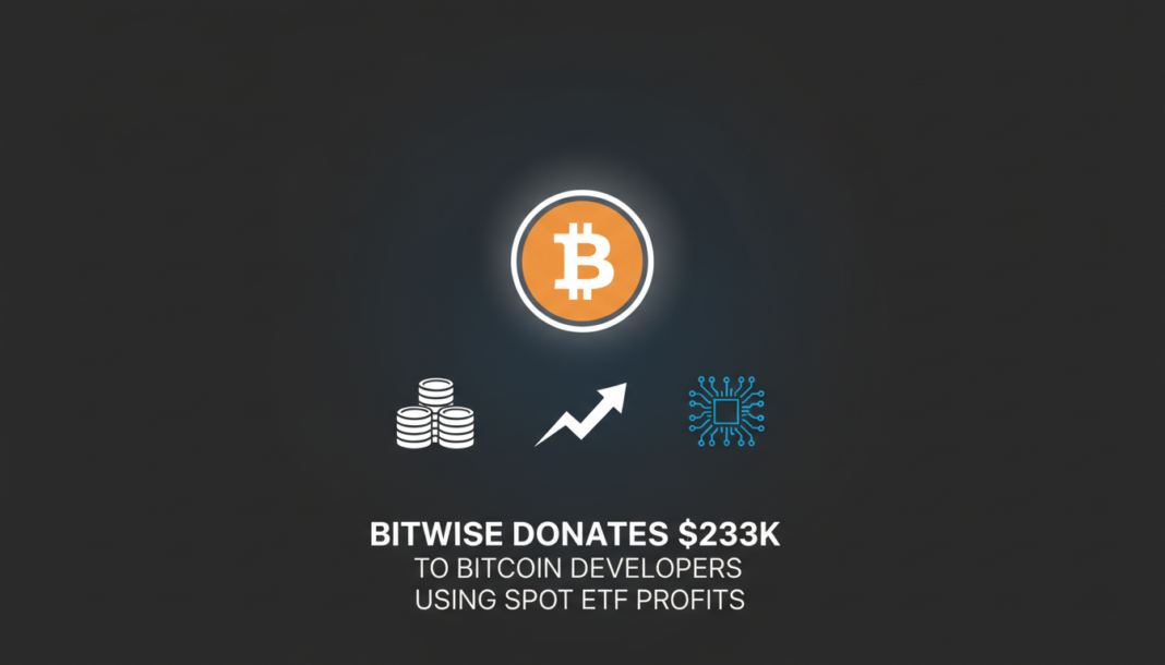 Bitwise Donates $233K to Bitcoin Developers Using Spot ETF Profits