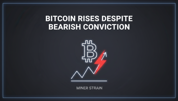 Bitcoin Rises Despite Bearish Conviction, Miner Strain