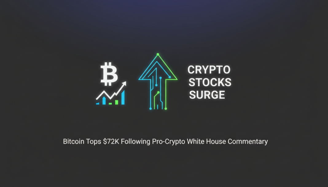 Crypto Stocks Surge as Bitcoin Tops $72K Following Pro-Crypto White House Commentary