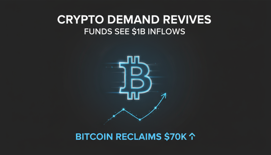 Crypto Demand Revives as Funds See $1B Inflows, Bitcoin Reclaims $70K