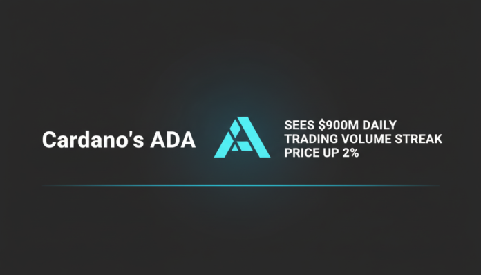Cardano's ADA Sees $900M Daily Trading Volume Streak, Price Up 2%