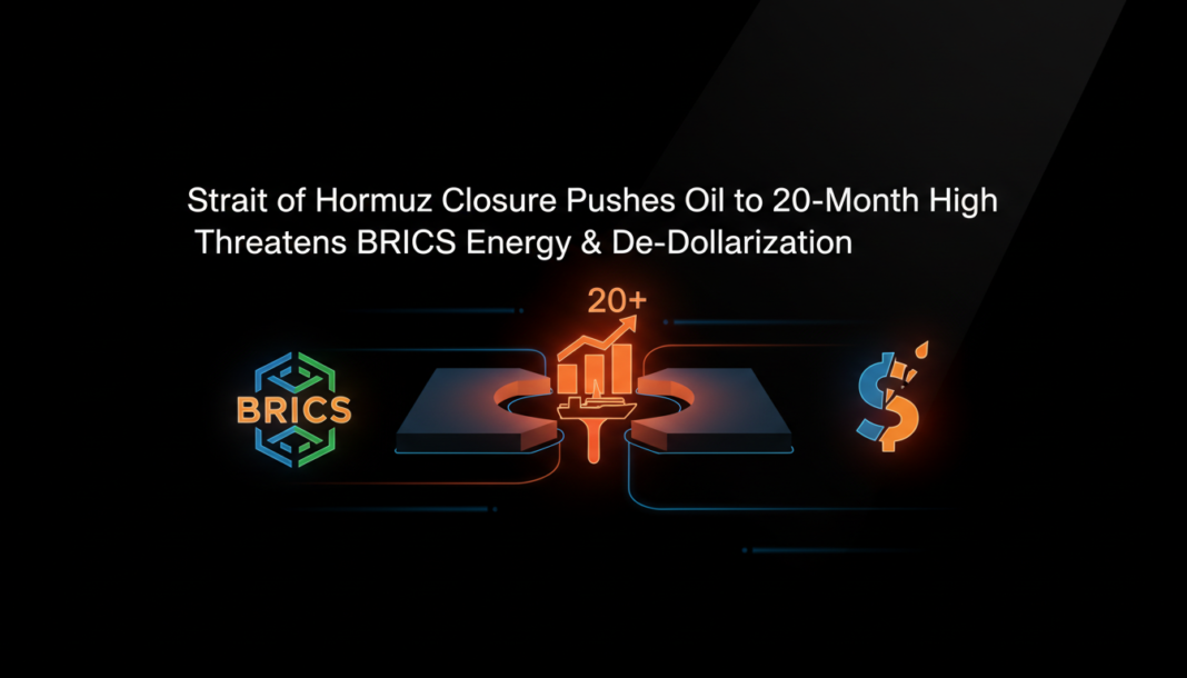 Strait of Hormuz Closure Pushes Oil to 20-Month High, Threatens BRICS Energy & De-Dollarization