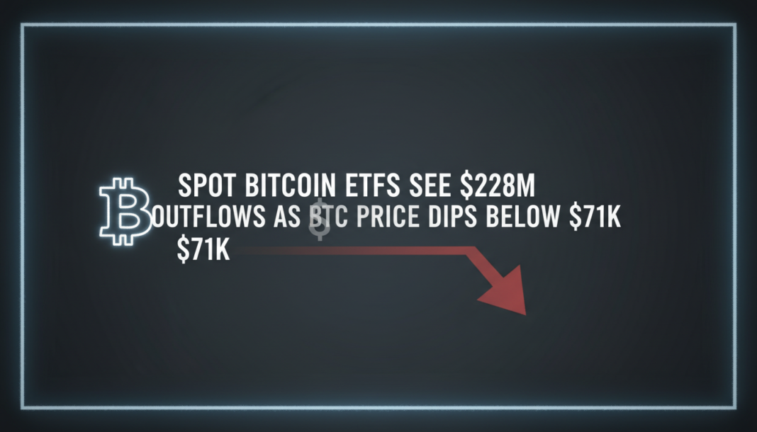 Spot Bitcoin ETFs See $228M Outflows as BTC Price Dips Below $71K
