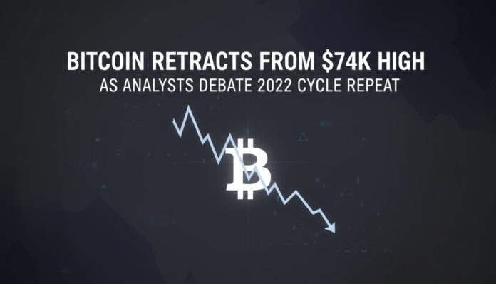 Bitcoin Retracts From $74K High as Analysts Debate 2022 Cycle Repeat