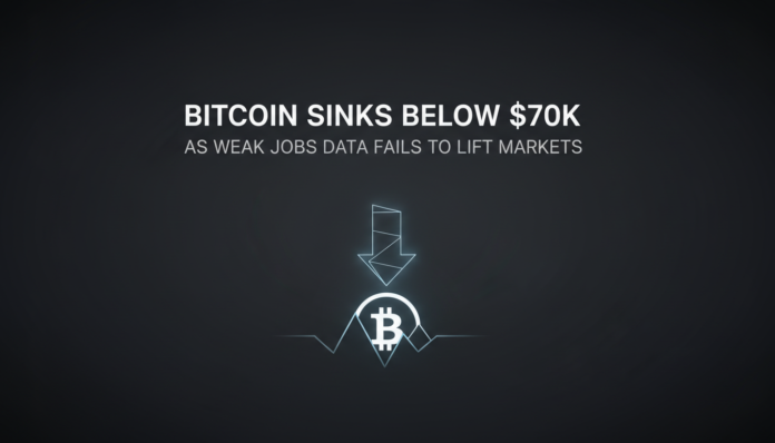 Bitcoin Sinks Below $70K as Weak Jobs Data Fails to Lift Markets