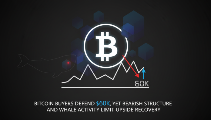 Bitcoin Buyers Defend $60K, Yet Bearish Structure and Whale Activity Limit Upside Recovery