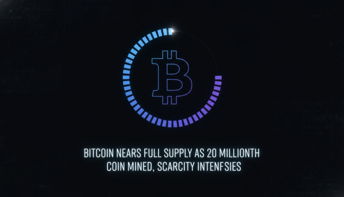 Bitcoin Nears Full Supply as 20 Millionth Coin Mined, Scarcity Intensifies