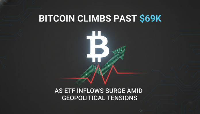 Bitcoin Climbs Past $69K as ETF Inflows Surge Amid Geopolitical Tensions