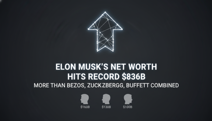 Elon Musk’s Net Worth Hits Record $836B, More Than Bezos, Zuckerberg, Buffett Combined