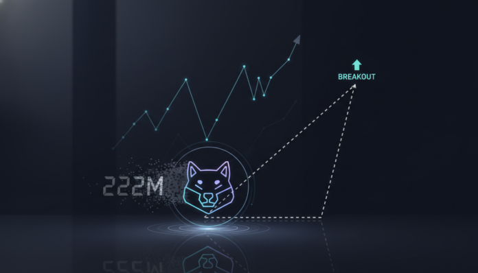 $222M liquidated, but SHIB holds gains; analysts spot falling wedge hinting at breakout