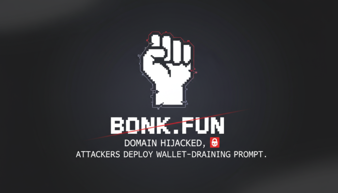 Bonk.fun domain hijacked, attackers deploy wallet-draining prompt.