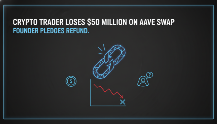 Crypto trader loses $50 million on Aave swap, founder pledges refund