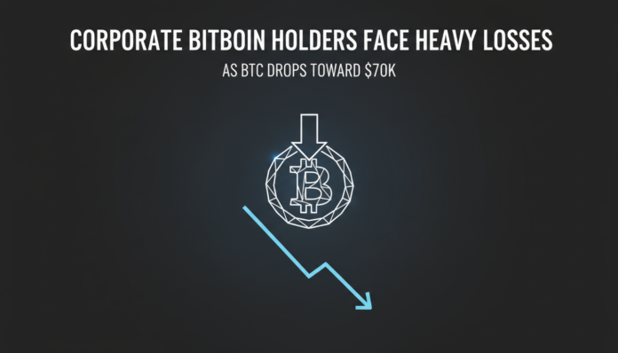Corporate Bitcoin Holders Face Heavy Losses as BTC Drops Toward $70K